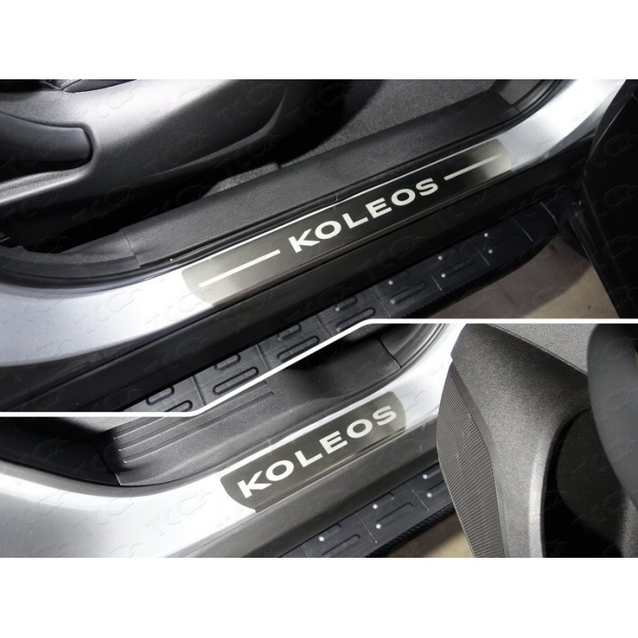 Накладки на пороги зеркальный лист надпись Koleos 4 штуки для Renault Koleos 2018-2023 артикул RENKOL17-05