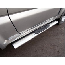 Пороги овальные с накладкой 120х60 мм для Suzuki Jimny 2012-2018