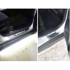 Накладки на пороги зеркальный лист надпись Vitara для Suzuki Vitara 2015-2022
