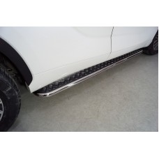 Пороги с площадкой алюминиевый лист 42 мм для Toyota Highlander 2020-2023