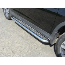 Пороги с площадкой алюминиевый лист 60 мм для Honda CR-V 2012-2015