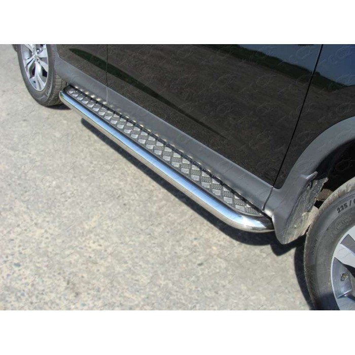 Пороги с площадкой алюминиевый лист 60 мм для Honda CR-V 2012-2015 артикул HONCRV13-09