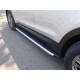 Пороги алюминиевые ТСС с накладкой для Hyundai Santa Fe 2012-2015 артикул HYUNSF12-13AL