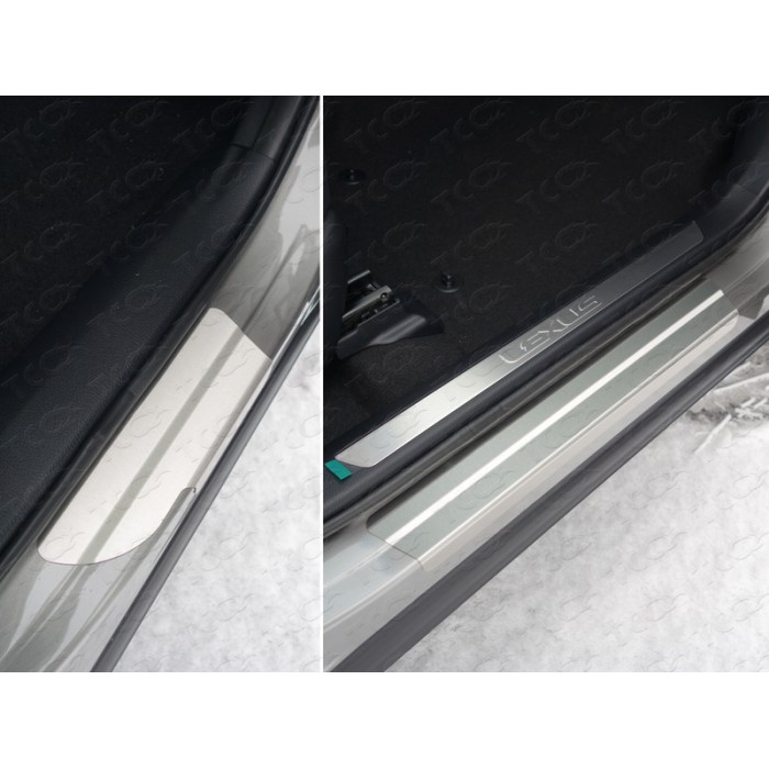 Накладки на пороги шлифованный лист 1 мм для Lexus NX-200t 2014-2017 артикул LEXNX20015T-25