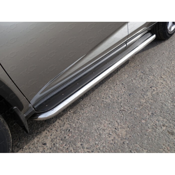 Пороги с площадкой нержавеющий лист 60 мм для Lexus NX-300h 2014-2017 артикул LEXNX300H14-11