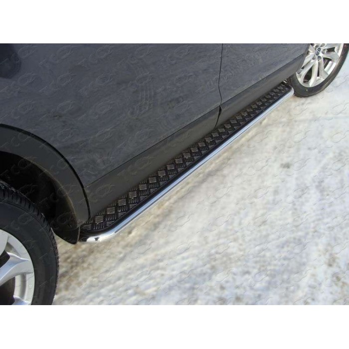 Пороги с площадкой алюминиевый лист 42 мм для Mazda CX-9 2012-2016 артикул MAZCX913-02