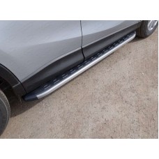 Пороги алюминиевые ТСС с накладкой серые для Mazda CX-5 2015-2023