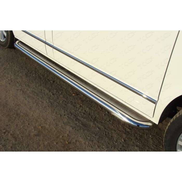 Пороги с площадкой нержавеющий лист 60 мм для Volkswagen Multivan T6 2015-2023 артикул VWMULT15-10