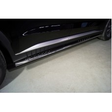 Пороги овальные с проступью 75х42 мм для Hyundai Palisade 2020-2023