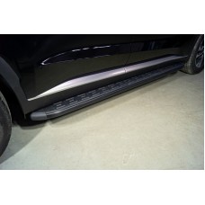Пороги алюминиевые ТСС с накладкой чёрные для Hyundai Palisade 2020-2023