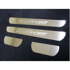 Накладки на пороги c надписью шлифованный лист для Ford EcoSport 2014-2018