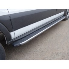 Порог алюминиевый ТСС с накладкой левый серый 2220 мм для Ford Transit FWD L2 2014-2023