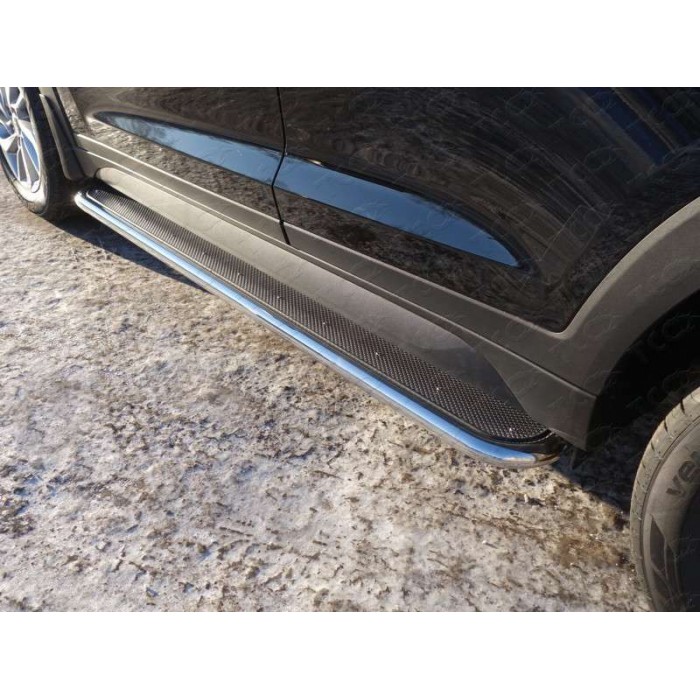 Пороги с площадкой нержавеющий лист 42 мм для Hyundai Tucson 2015-2018 артикул HYUNTUC15-05