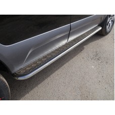 Пороги с площадкой алюминиевый лист 42 мм для Kia Mohave 2016-2020