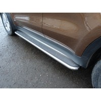 Пороги с площадкой нержавеющий лист 42 мм для Kia Sportage 2019-2024