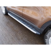 Пороги алюминиевые ТСС с накладкой серые для Kia Sportage 2019-2024