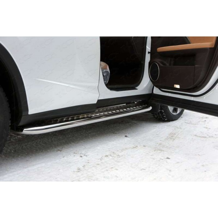 Пороги с площадкой алюминиевый лист 60 мм для Lexus RX-200t/350/450h 2015-2023 артикул LEXRX200t15-08