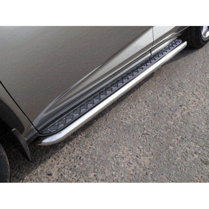 Пороги с площадкой алюминиевый лист 60 мм для Lexus NX 2017-2021 артикул LEXNX17-10