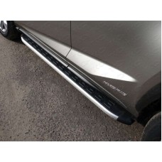 Пороги алюминиевые ТСС с накладкой для Lexus NX-200 2014-2017