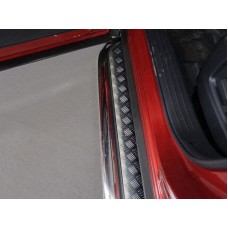 Пороги с площадкой алюминиевый лист овальные 75х42 мм для Mazda CX-9 2017-2023