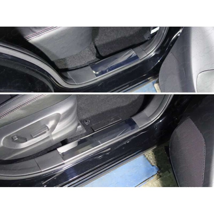 Накладки на пластиковые пороги зеркальный лист для Mazda CX-5 2015-2023 артикул MAZCX515-35