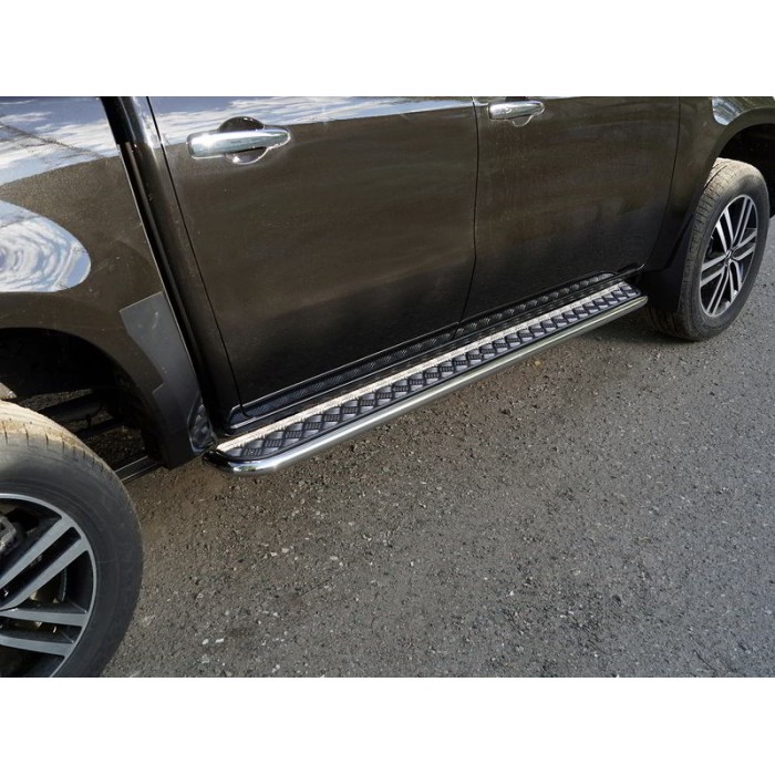 Пороги с площадкой алюминиевый лист 42 мм для Mercedes-Benz X-Class 2018-2020 артикул MERXCL18-11