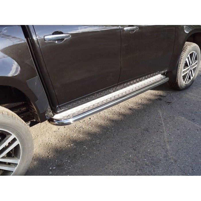 Пороги с площадкой алюминиевый лист 60 мм для Mercedes-Benz X-Class 2018-2020 артикул MERXCL18-13