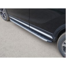 Пороги алюминиевые с накладкой ТСС серые для Mitsubishi Eclipse Cross 2018-2023