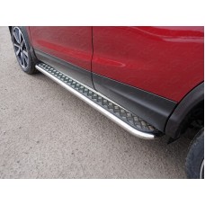 Пороги с площадкой алюминиевый лист 42 мм для Nissan Qashqai 2019-2023