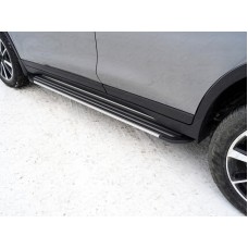 Пороги алюминиевые Slim Line Silver для Nissan X-Trail T32 2019-2023