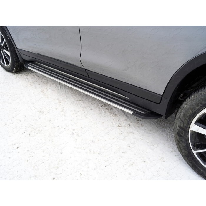 Пороги алюминиевые Slim Line Silver для Nissan X-Trail T32 2019-2022 артикул NISXTR18-34S