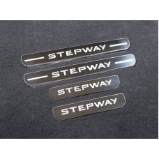 Накладки на пороги шлифованный лист надпись Stepway 4 штуки для Renault Sandero Stepway 2018-2023