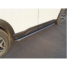 Пороги с площадкой алюминиевый лист 42 мм для Subaru Forester SK 2018-2023