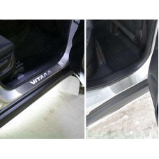 Накладки на пороги шлифованный лист надпись Vitara для Suzuki Vitara 2015-2022