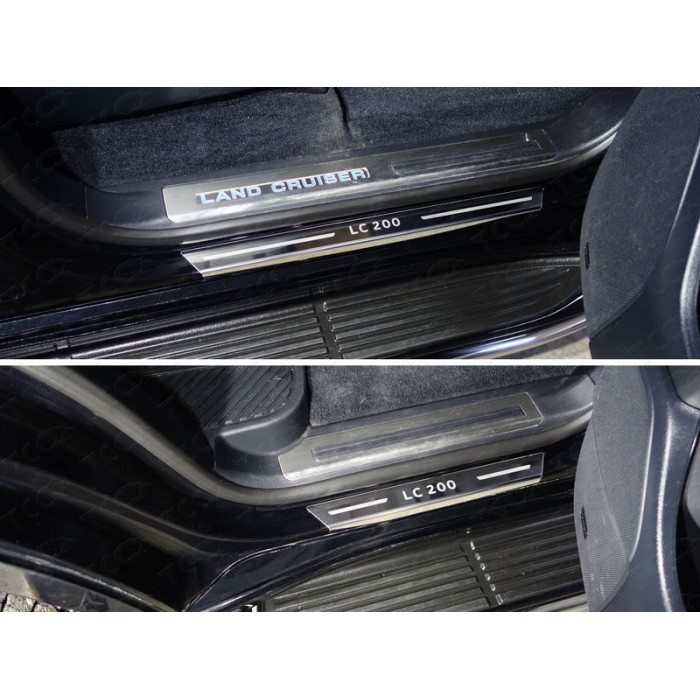 Накладки на пороги с гибом лист зеркальный надпись LC 200 4 штуки для Toyota Land Cruiser 200 2015-2023 артикул TOYLC20015-29