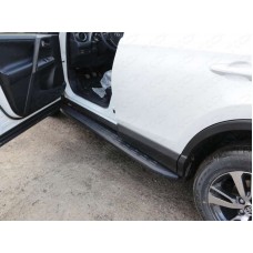 Пороги алюминиевые ТСС с накладкой чёрные для Toyota RAV4 2015-2019