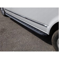 Пороги алюминиевые ТСС с накладкой чёрный карбон для Volkswagen Multivan T6 Long 2015-2023