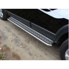 Пороги с площадкой алюминиевый лист 42 мм для Chevrolet Captiva 2011-2016