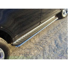 Пороги с площадкой алюминиевый лист 42 мм для Ford Edge 2013-2015