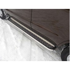 Пороги с площадкой алюминиевый лист 42 мм для Geely Emgrand X7 2013-2018