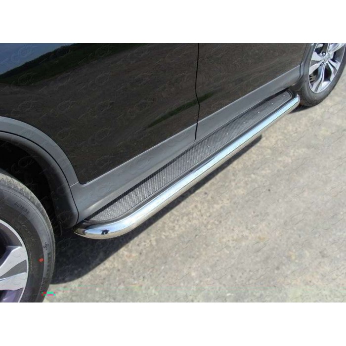 Пороги с площадкой нержавеющий лист 60 мм для Honda CR-V 2012-2015 артикул HONCRV13-10