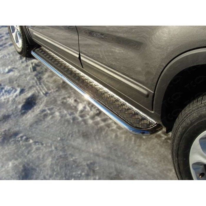 Пороги с площадкой алюминиевый лист 42 мм для Kia Sorento 2012-2020 артикул KIASOR12-03