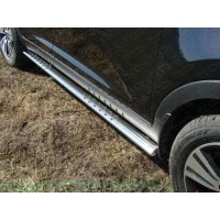 Пороги труба овальная с проступью 75х42 мм для Kia Sportage 2014-2015