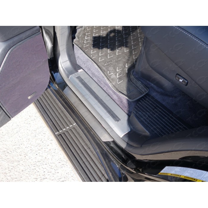 Накладки на пороги зеркальный лист для Lexus LX-570 Sport 2014-2023 артикул LEXLX570SP14-12