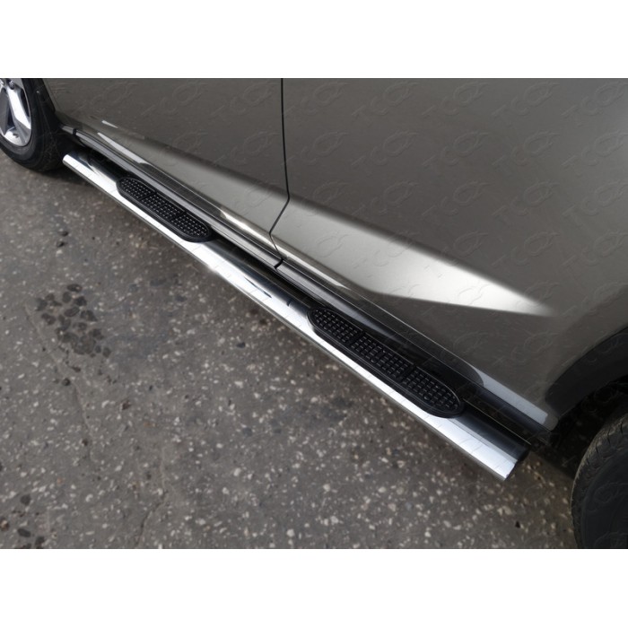 Пороги труба овальная с накладками 120х60 мм для Lexus NX-200t 2014-2017 артикул LEXNX20015T-07
