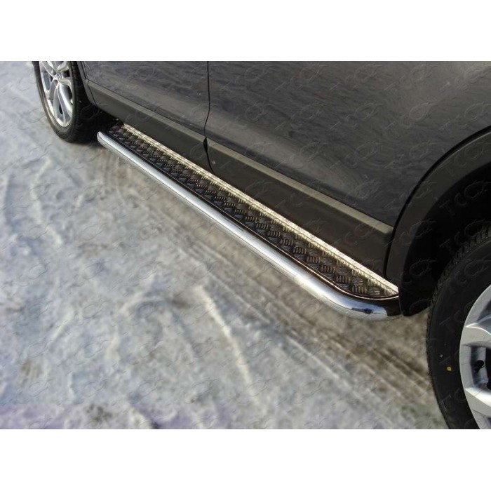 Пороги с площадкой алюминиевый лист 60 мм для Mazda CX-9 2012-2016 артикул MAZCX913-03
