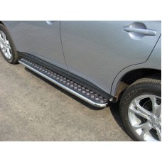Пороги с площадкой алюминиевый лист 42 мм для Mitsubishi Outlander 2014-2015
