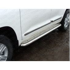 Пороги с площадкой нержавеющий лист 60 мм для Toyota Land Cruiser 200 2012-2015