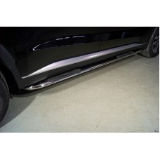 Пороги овальные гнутые с накладками 75х42 мм для Hyundai Palisade 2020-2023