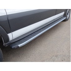 Порог алюминиевый ТСС с накладкой левый серебристый 2220 мм для Ford Transit FWD L2 2014-2023